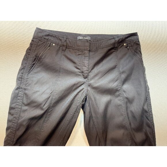White House Black Market Women's Crop Leg Pants Size 10 Black Ruched Pockets Zip - Picture 5 of 13